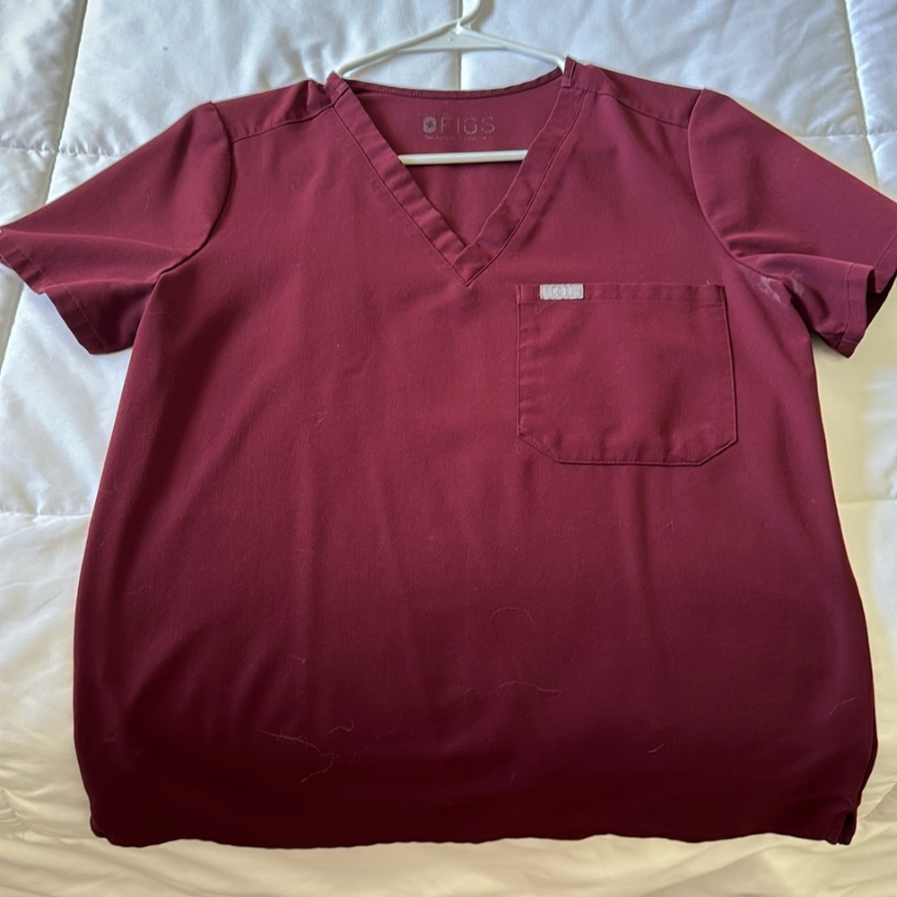 Figs Catarina One-Pocket scrub top, Burgundy